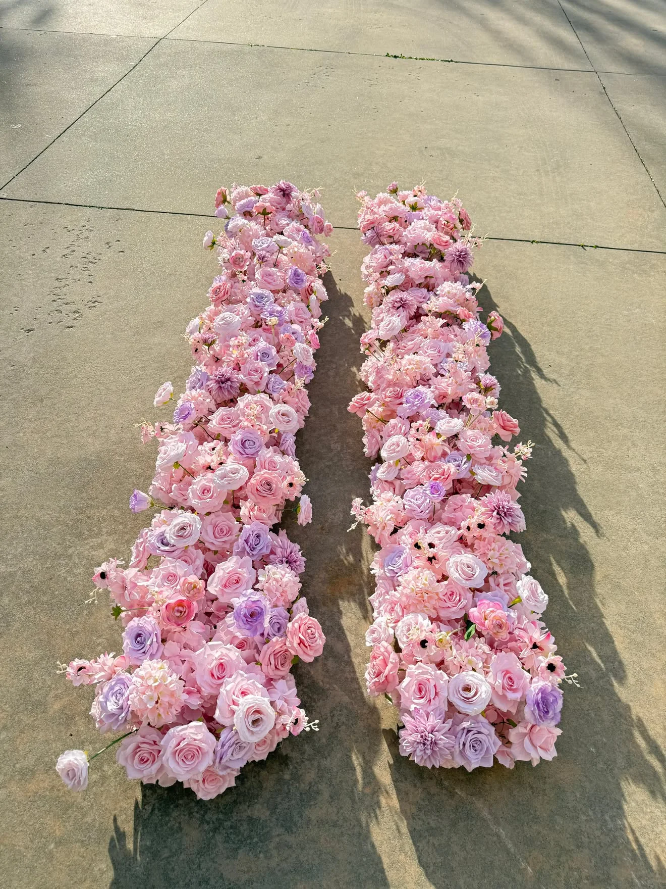 Lavender and blush wedding floral columns rental rows in Oklahoma City